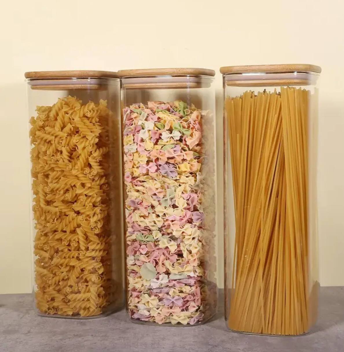 Rectangular shape glass spaghetti jar