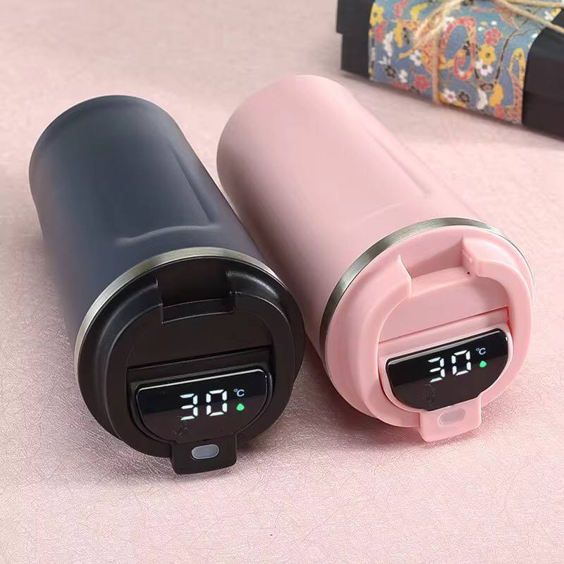 Digital stainless steel coffee mug