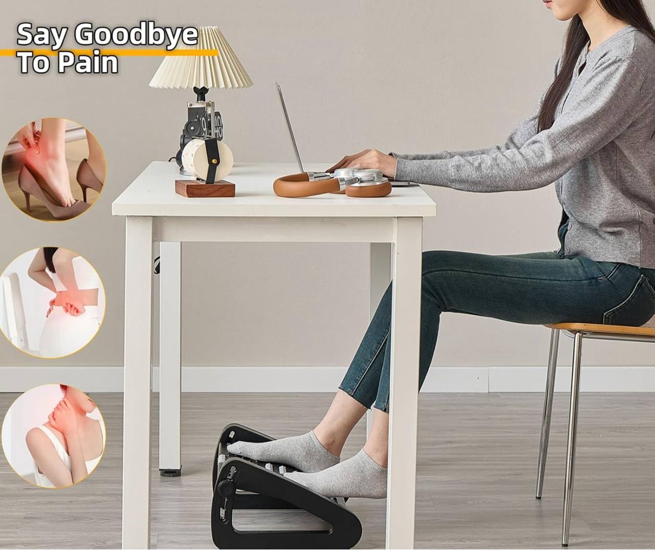 Ergonomic Adjustable foot rest/under desk footrest massage