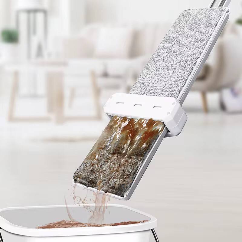 Household Flat Mops Hand-free Mop Bucket Set Lazy Mop God Large Flat Mop Clean Kitchen Mopping Plastic High Cleansing Power