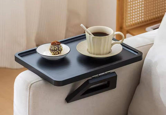 Foldable wooden sofa armrest tray clip on table for couch convenience