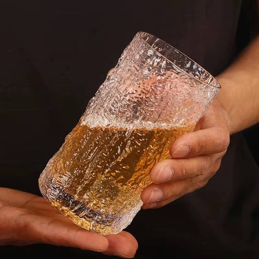 New Bark Patterned Retro Glass water cup 6pc