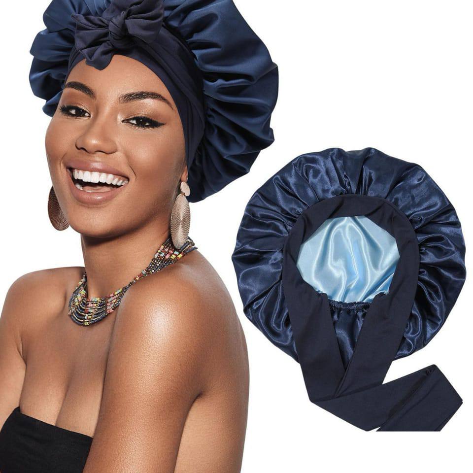 Reversable Satin Hair Bonnet with elastic tie band