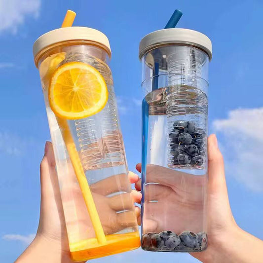 Cute Water Bottle With Foldable Straw