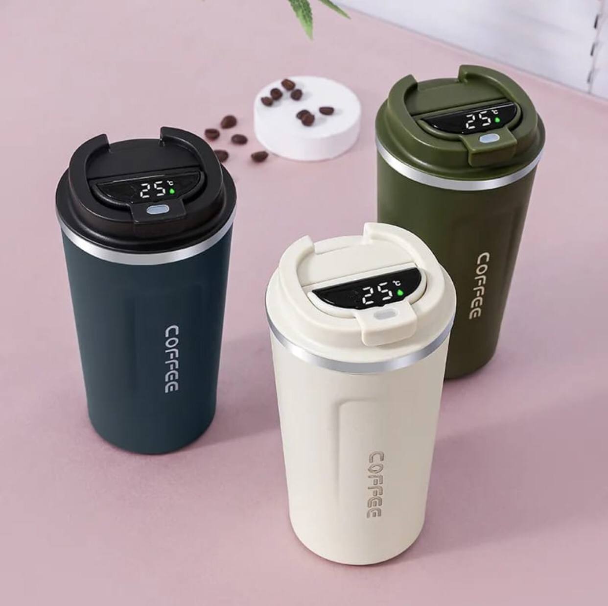 Digital stainless steel coffee mug