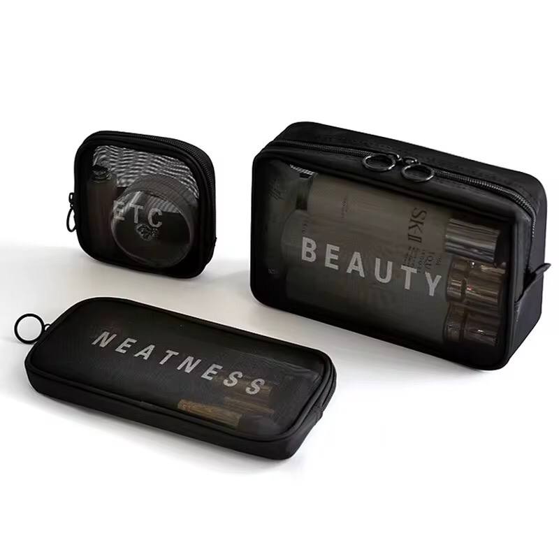 3pc neatness ,beauty and etc Portable Mesh Personal Hygiene Bag