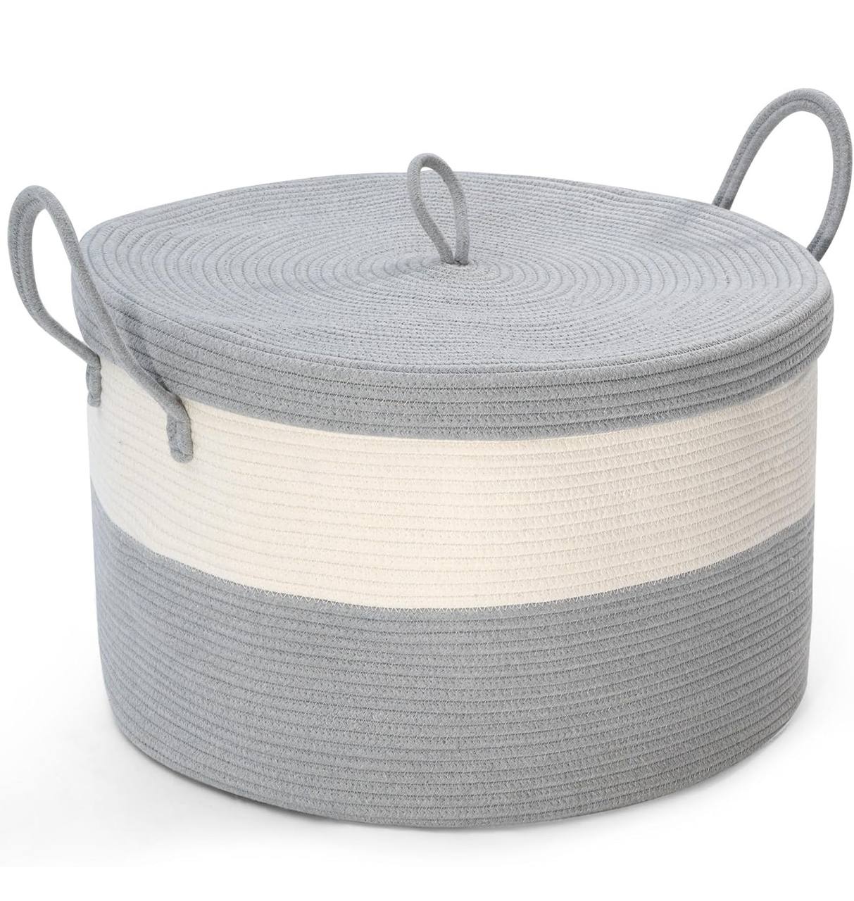 Extra large cotton rope basket with lid