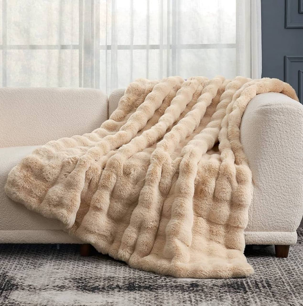 Soft Bubble Winter Throw Blanket Plain