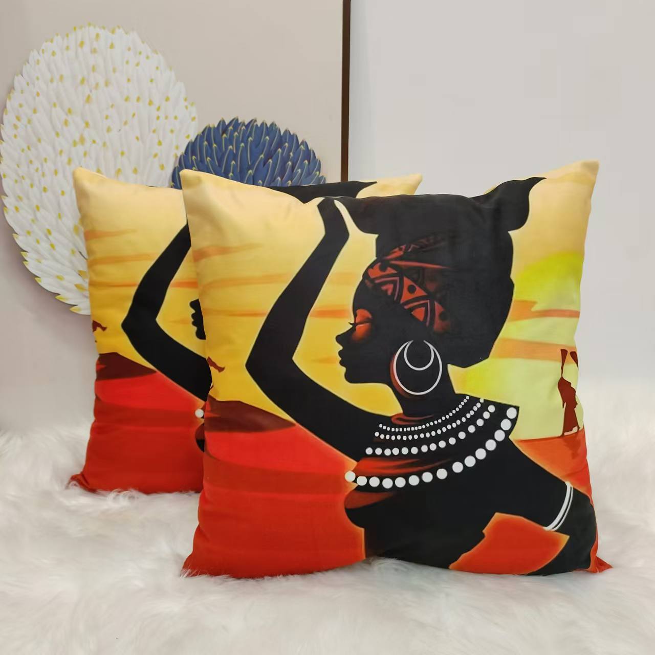 Gold printed cushion covers