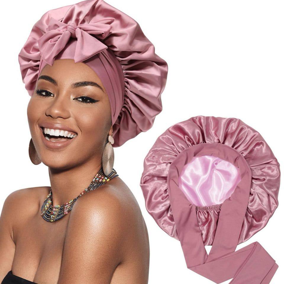 Reversable Satin Hair Bonnet with elastic tie band