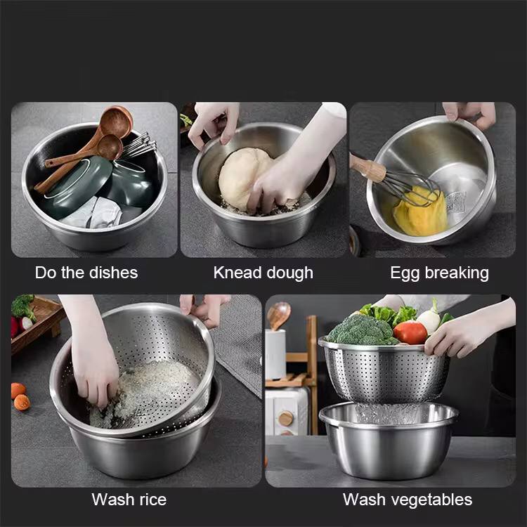 26cm 4PCS  Set 304 colander Stainless Steel Bowl with Lid.