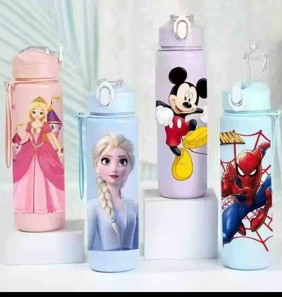 Disney 800ml Frozen Elsa, Spiderman, princess & Mickey Mouse Cute Design Leakproof unbreakable Outdoor School kids Water Bottle