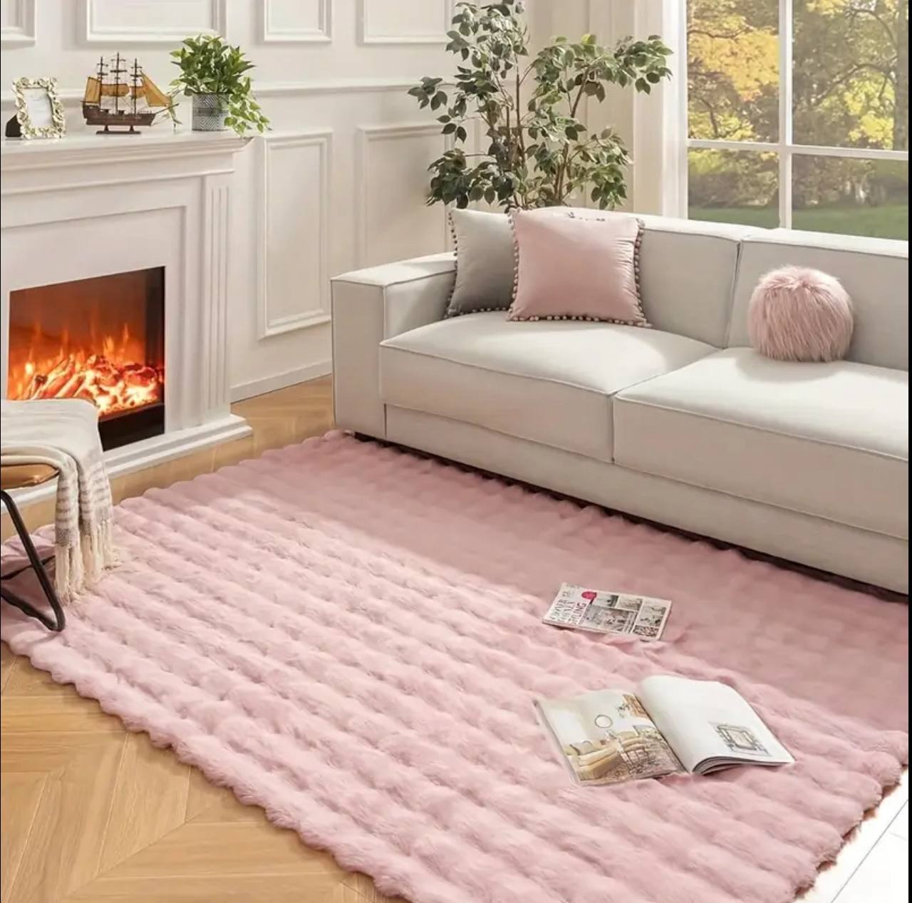 Ashler Rabbit Fur soft carpet size 5*8