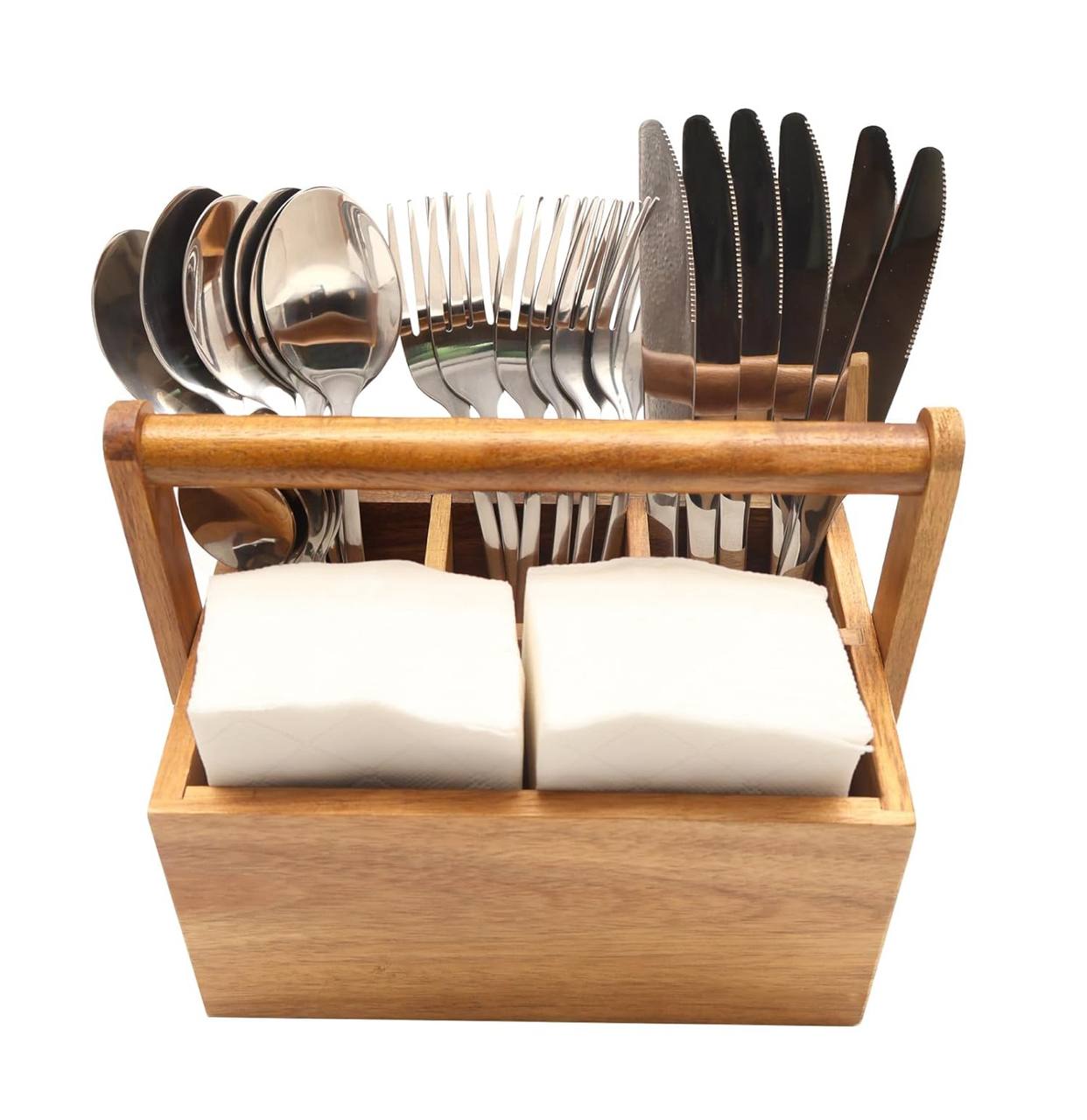 Portable countertop/kitchen cutlery organizer with handle