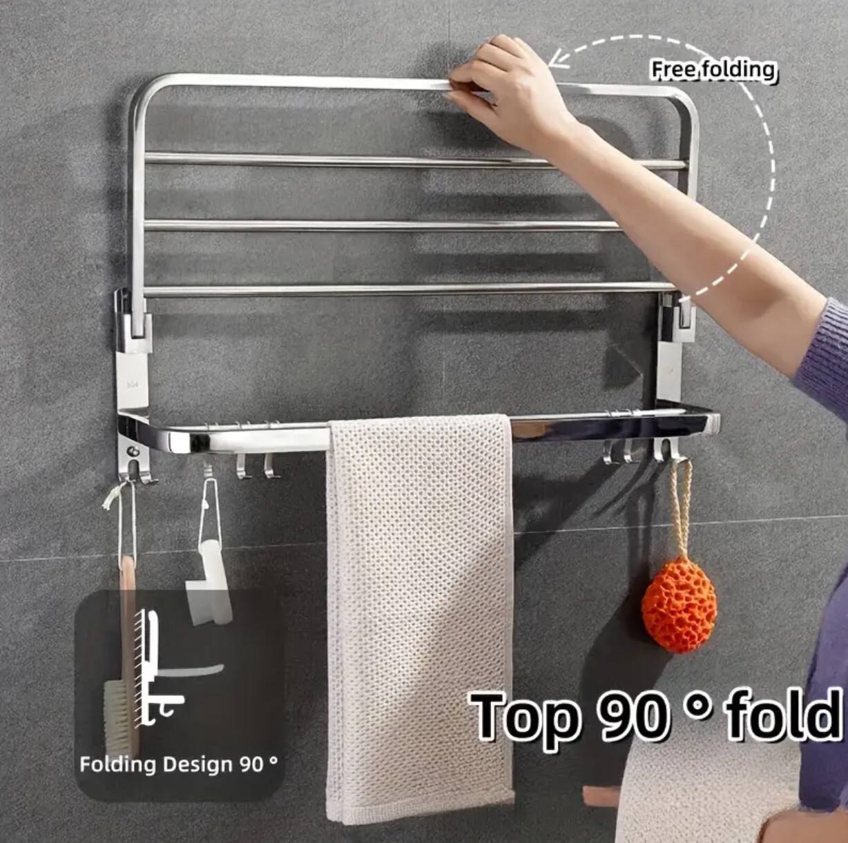 Bathroom wall mounted towel rack