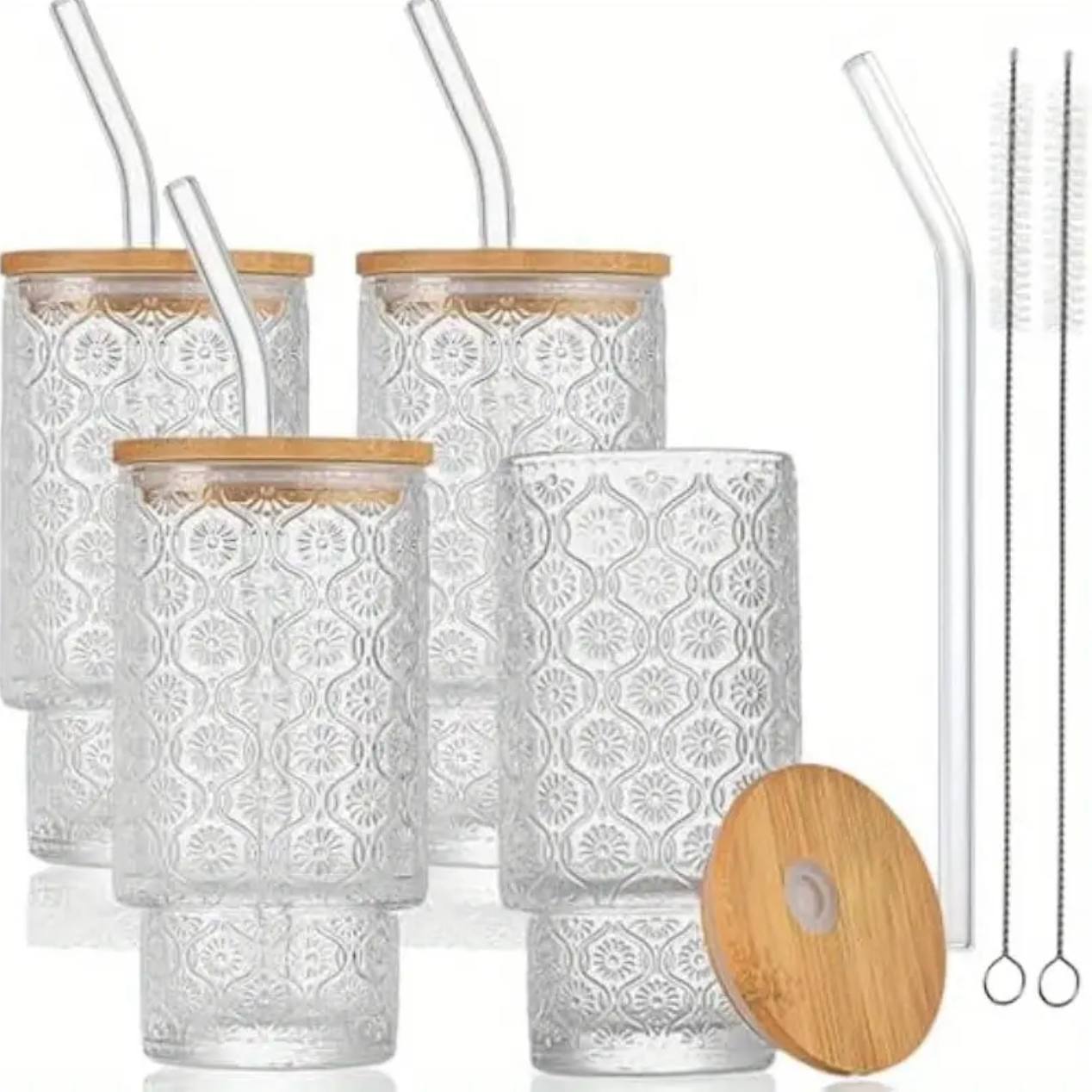 4pcs set Aesthetic Highball crystal ribbed glasses