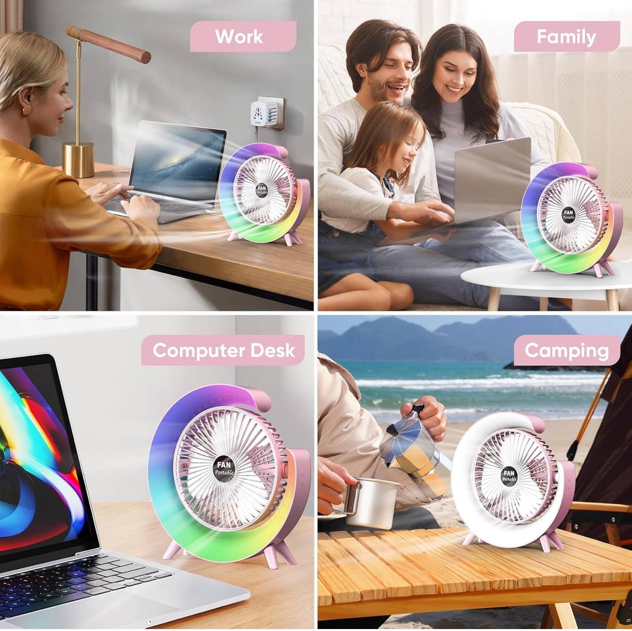 Portable rechargeable desktop Fan