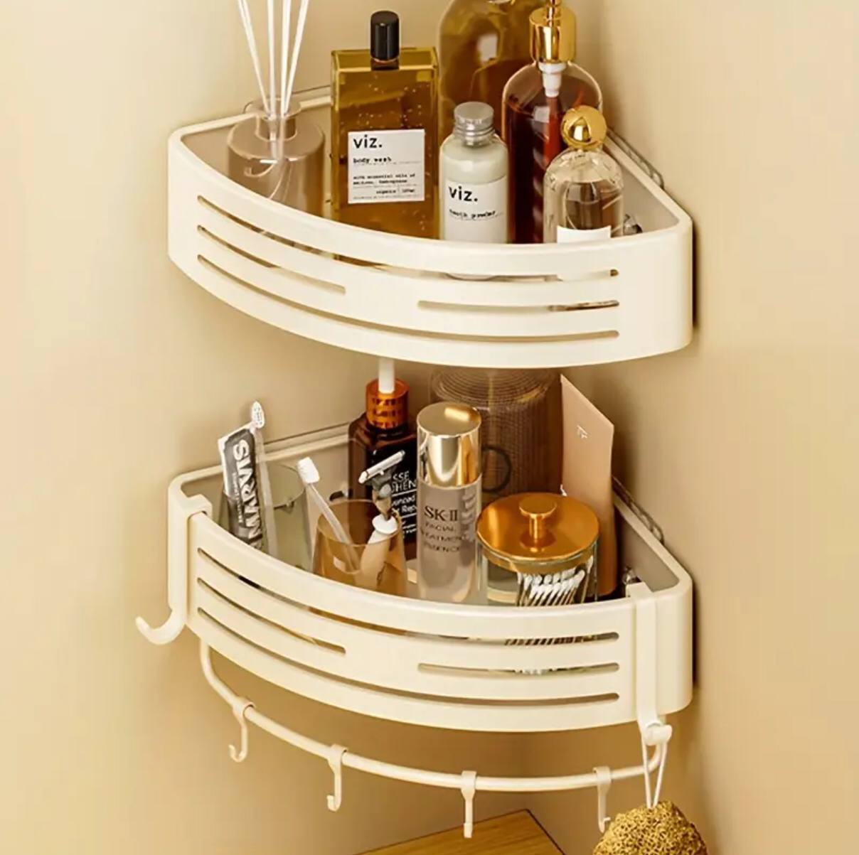 2pcs Corner Aluminum wall mounted Bathroom Shelf Set