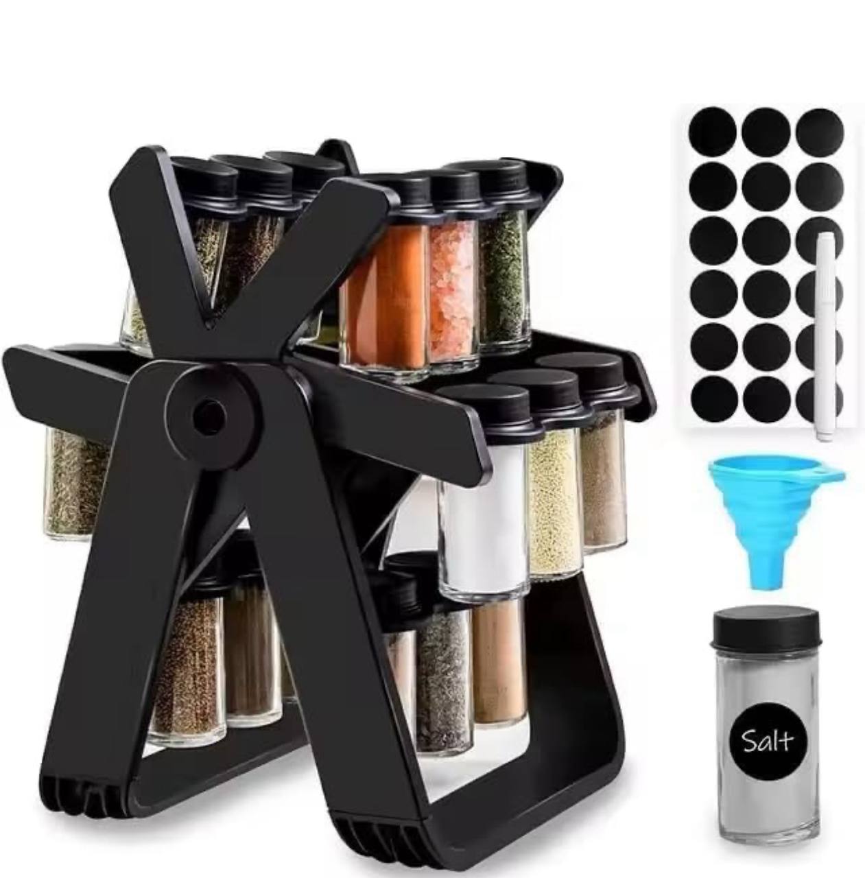 Rotary seasoning rack with jars