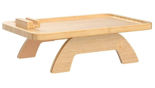 Foldable wooden sofa armrest tray clip on table for couch convenience