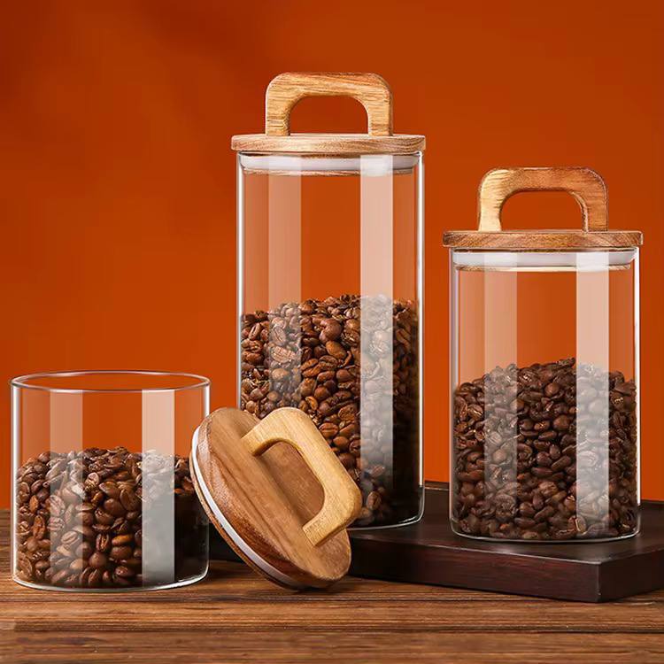 Mulit-purpose Modern Glass Sealed storage Jars with Acacia wood lid.
Multi-size Solid wood lid Ceral storage Jars.