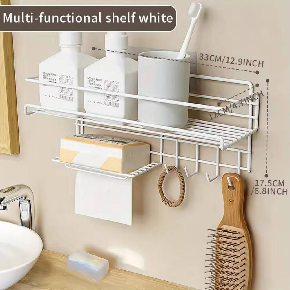 Heavy duty rectangular Self-Adhesive bathroom rack