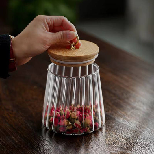 Glass storage containers/jars/canisters with Bamboo lid