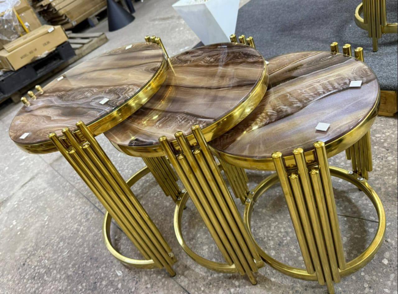 Marble top 3in 1 side stools, center tables