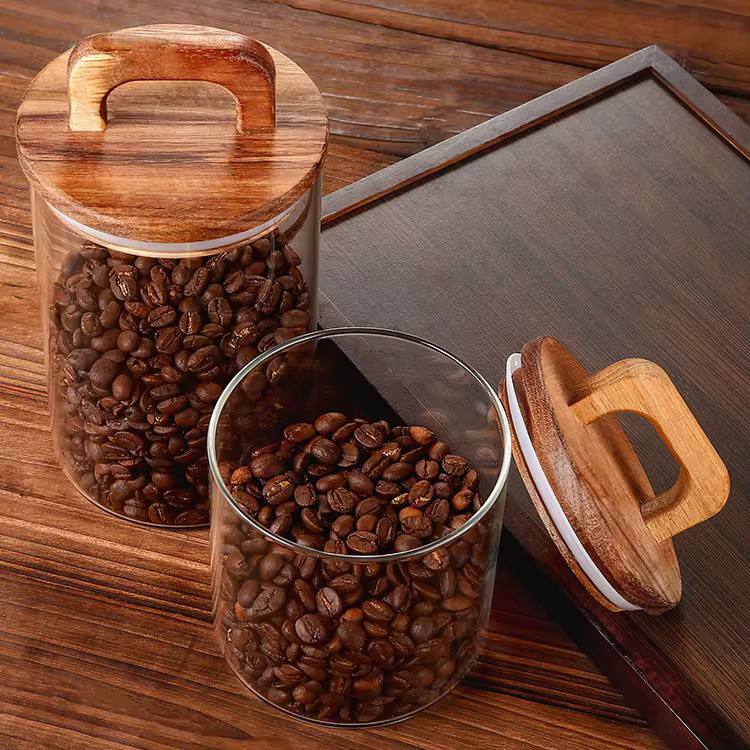 Mulit-purpose Modern Glass Sealed storage Jars with Acacia wood lid.
Multi-size Solid wood lid Ceral storage Jars.