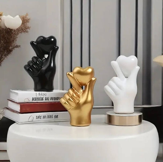 Heart hand gesture decor statue