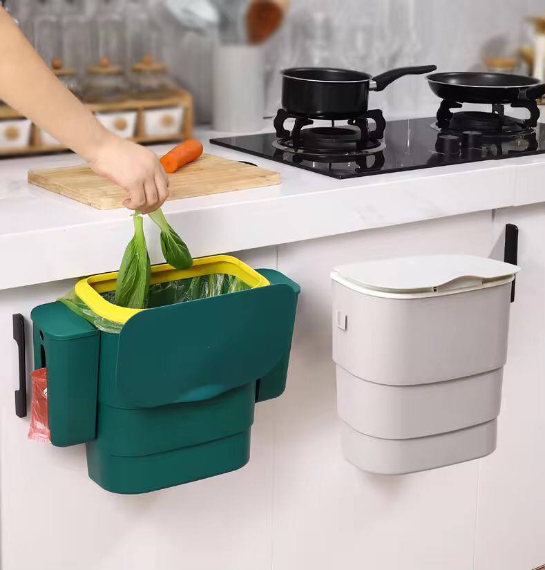 Foldable Kitchen Hanging dustbin with 2 Trash Bags Storage cans