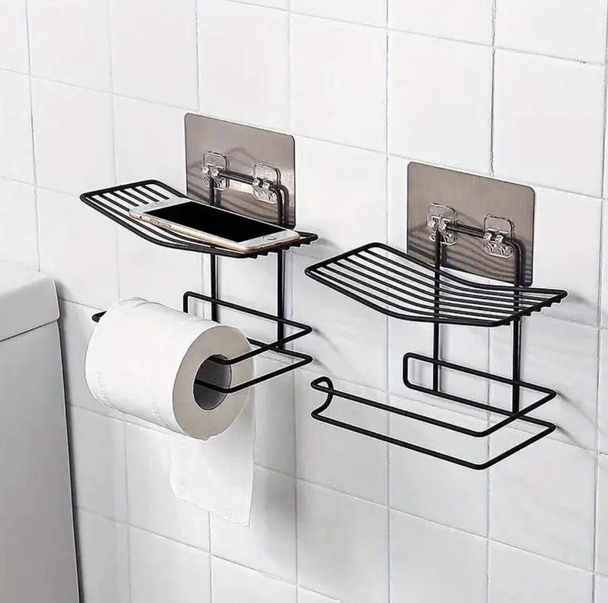 Wall mounted wrought iron  tissue holder with adhesive sticker