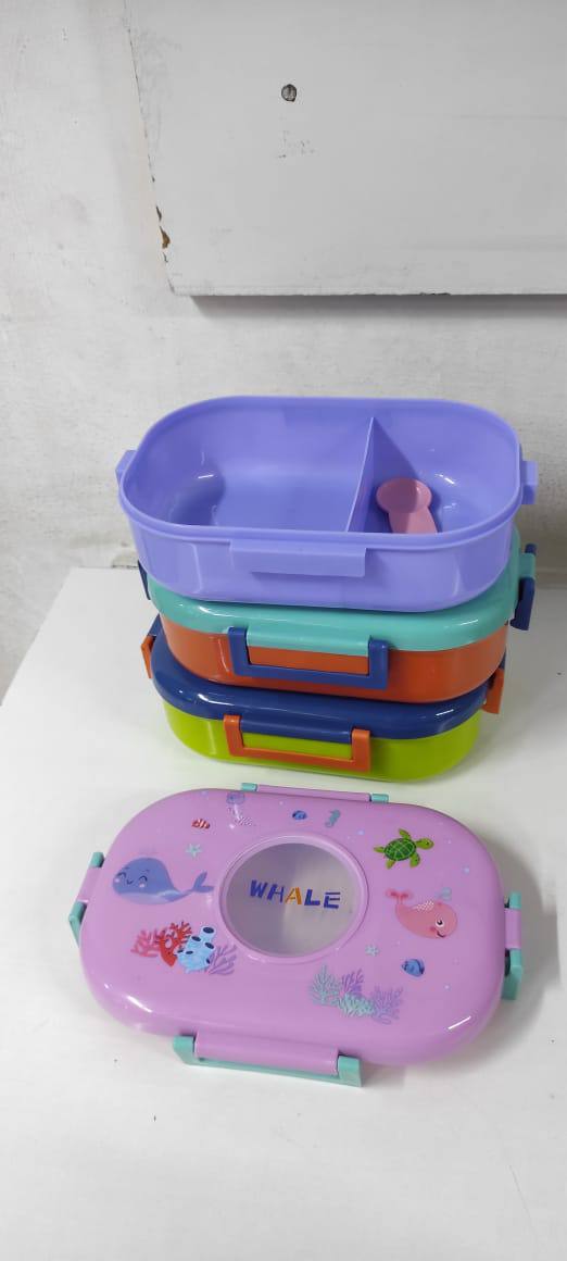 Oval Dino Cartoon themed Healthy Plastic Lunch Box,