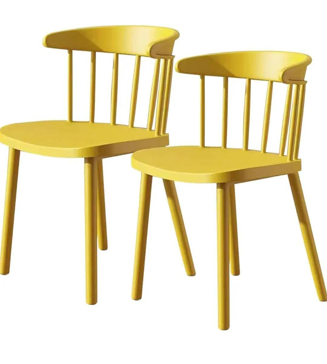 Creative Bright Yellow Polypropylene Dining Chairs – Set of 2 with Ergonomic Backrest and Durable Single Moulded Frame for Modern Spaces.