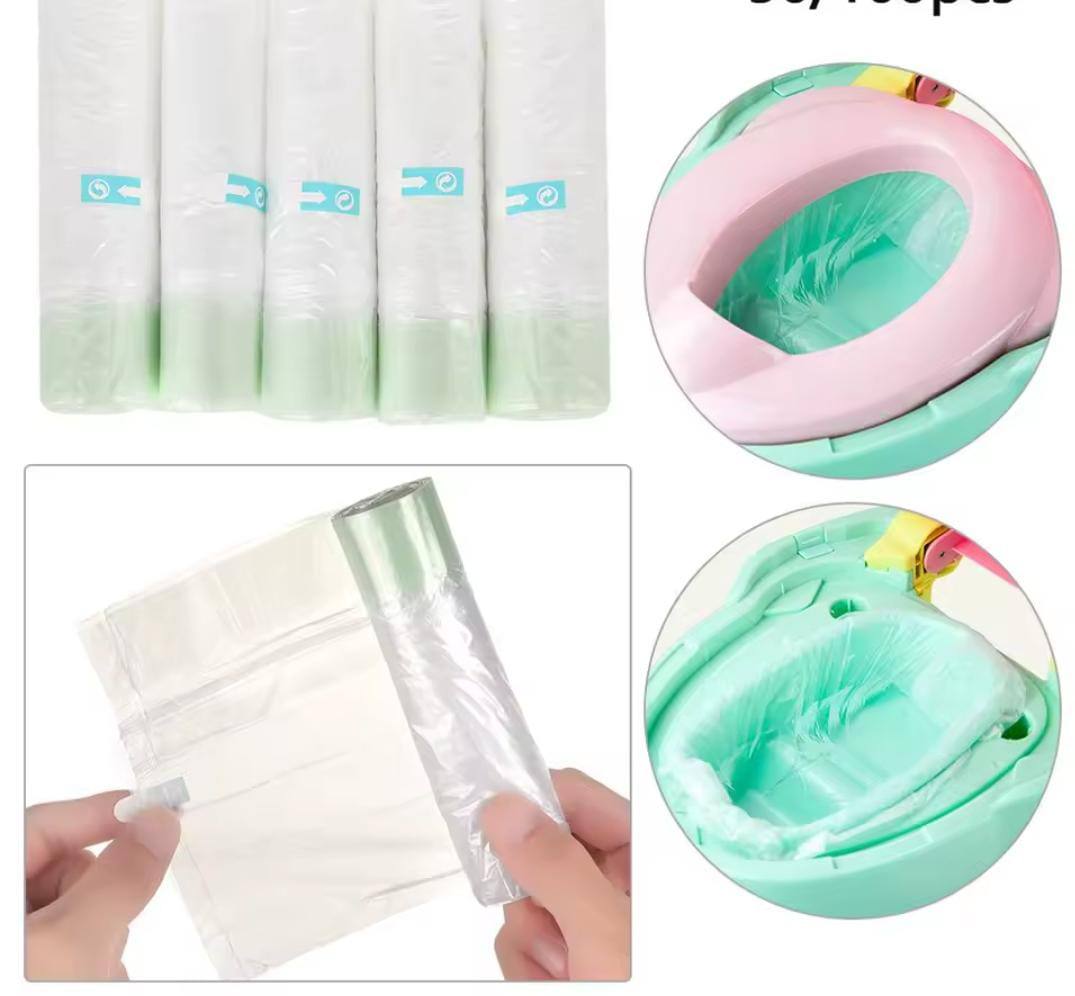 10PCS/Roll UP Universal Potty Baby Training Toilet Seat Bin Bags Travel Urina Liners Disposable With Drawstring Boy Girl WC