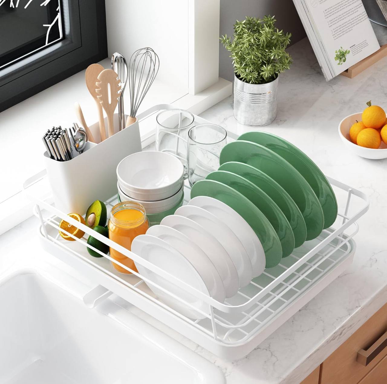 All in 1 over sink kitchen rack dish drainer