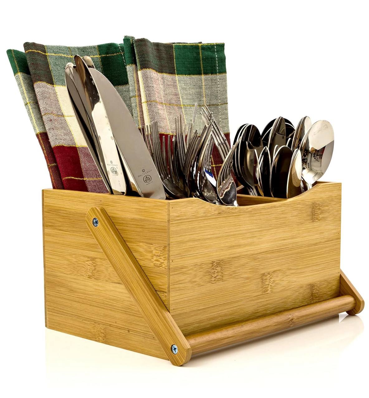 Portable countertop/kitchen cutlery organizer with handle