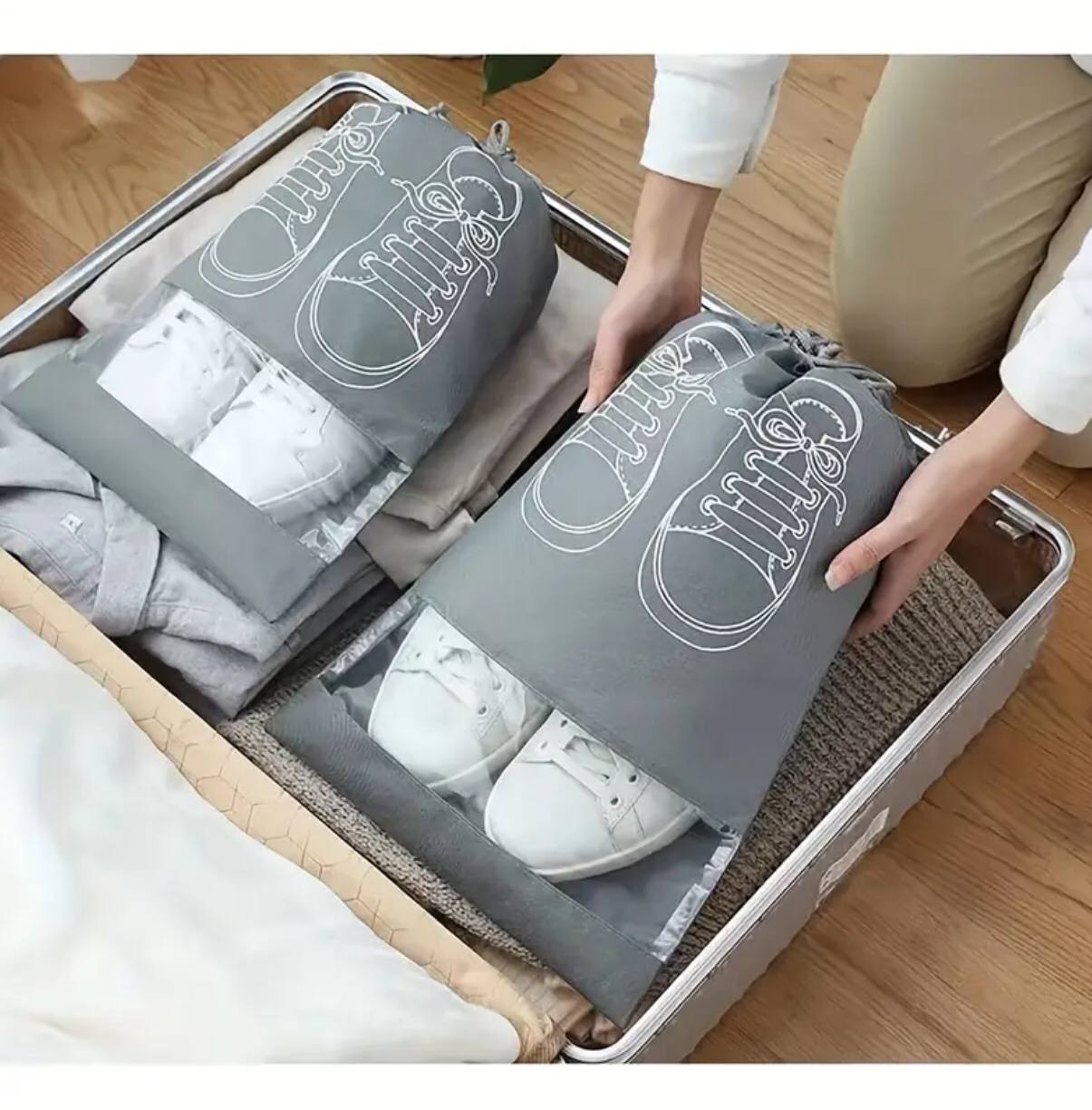 Drawstring Non woven Travel shoe Bags