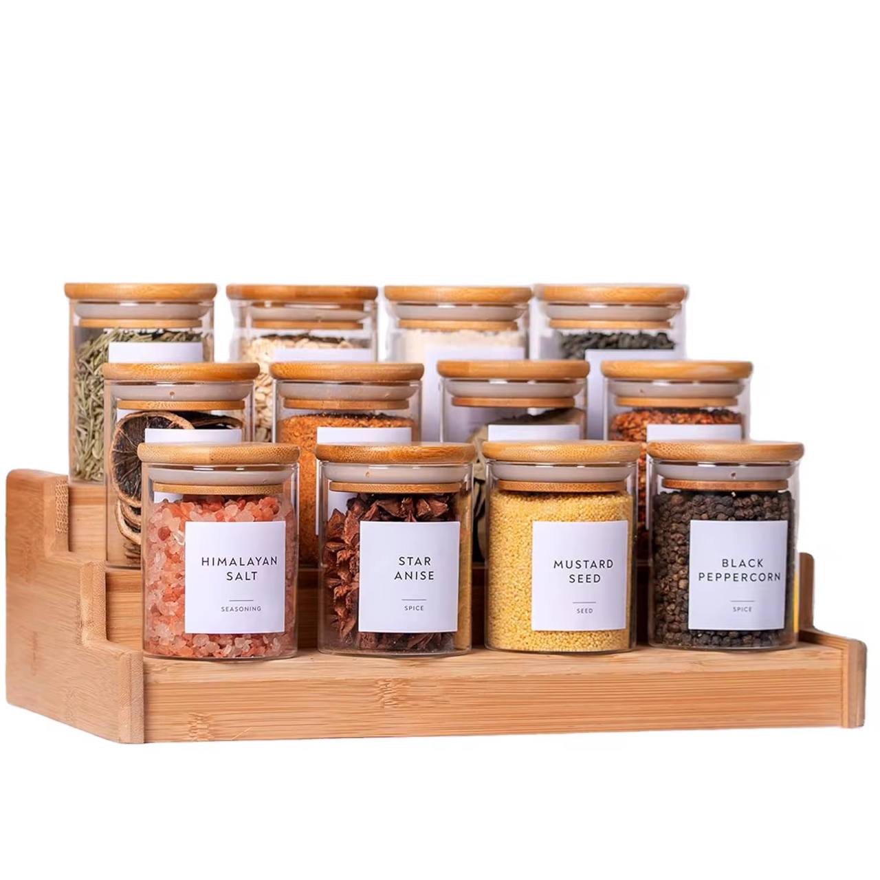 12pcs spice seasoning jars with rack