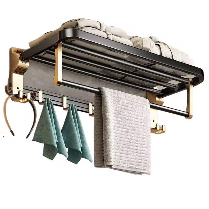 7pcs Gold Multifunctional Aluminum Bath Towel Storage Rack