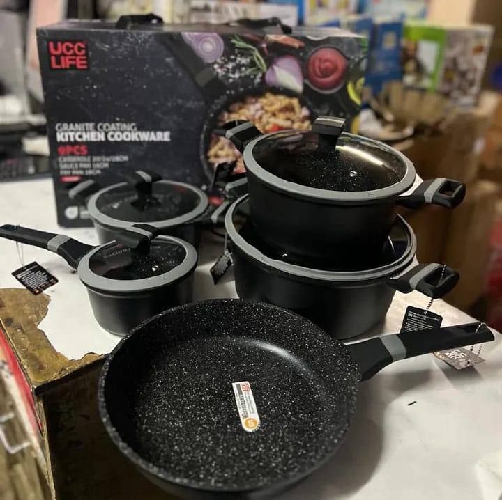 9pcs set UCC life granite cookware pots