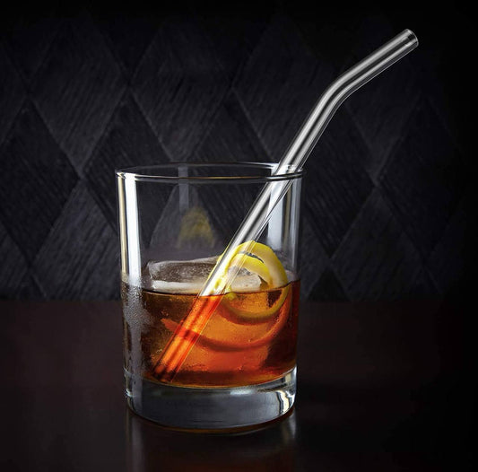 6 pcs Clear High Borosilicate Glass straw set with 1 pc Cleaning Brush..