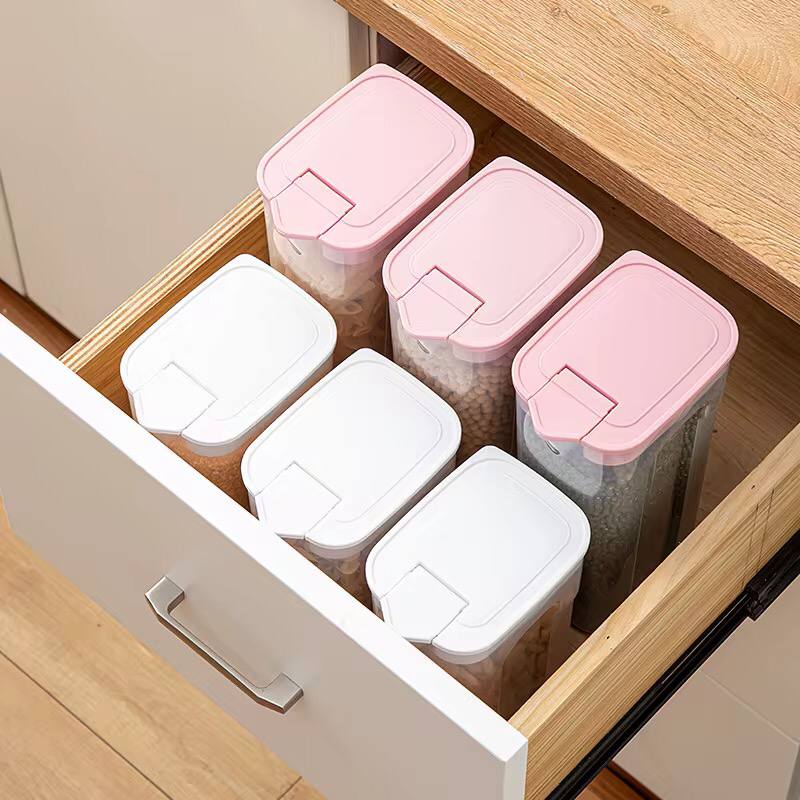 Kitchen Transparent Sealed Jar Plastic Household Cereals Grains Storage Box Hermetic Cans Organizer Bulk Classified Container