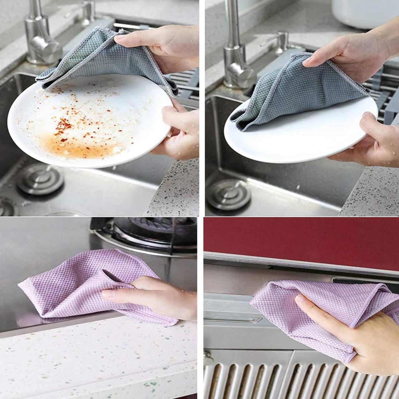 5pcs Fish Scale Microfiber glass Cleaning Cloth,