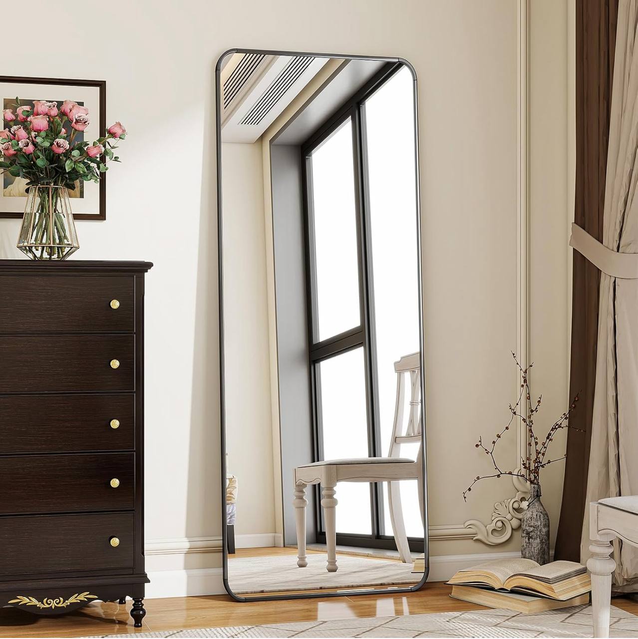 Full body rectangular framed dressing mirror
