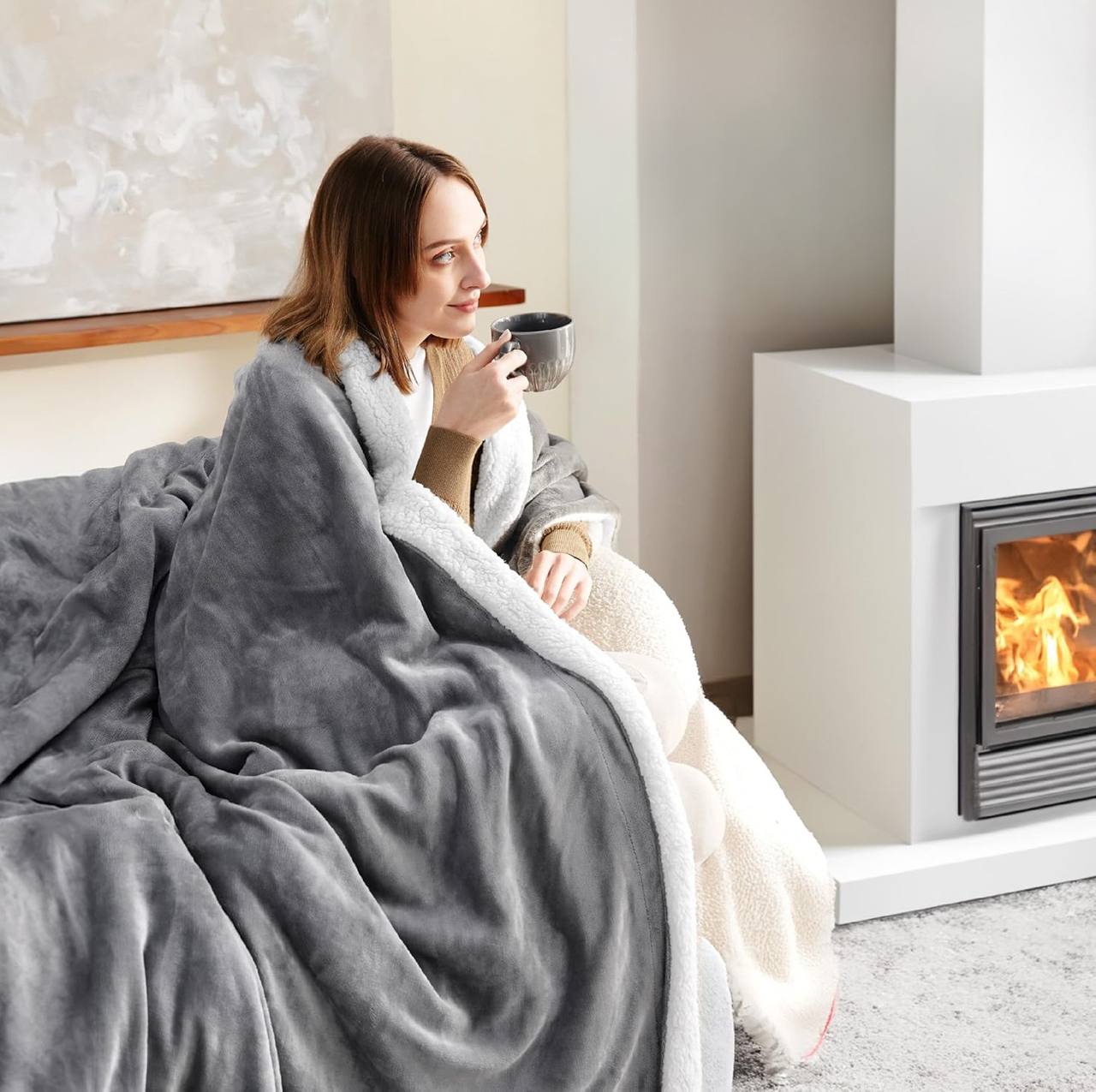 Sherpa flannel throw blankets