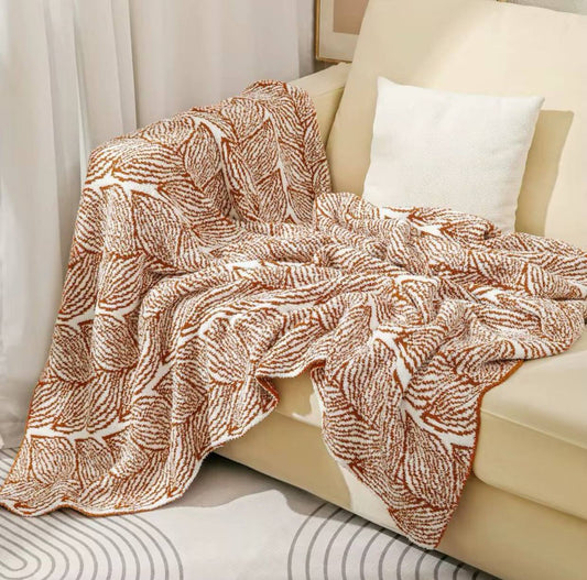 Leaf pattern micro fiber throw blanket