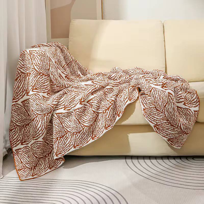 Leaf pattern micro fiber throw blanket