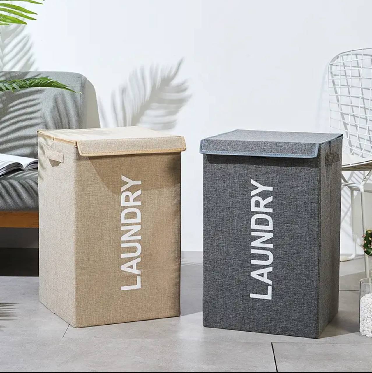 Large Capacity Foldable Laundry basket  with lid and Handles
