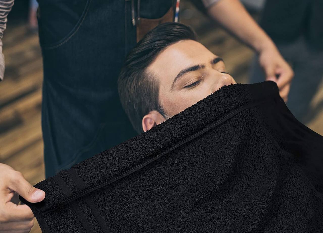 Black salon towel